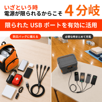 PolariSign USB-A to USB-C 4分岐充電ケーブル 1.2m 1対4 データ転送 4in1 4台同時充電 5V/2A 高耐久ナイロン編み 38灯 MATSUB 複数充電 マルチケーブル